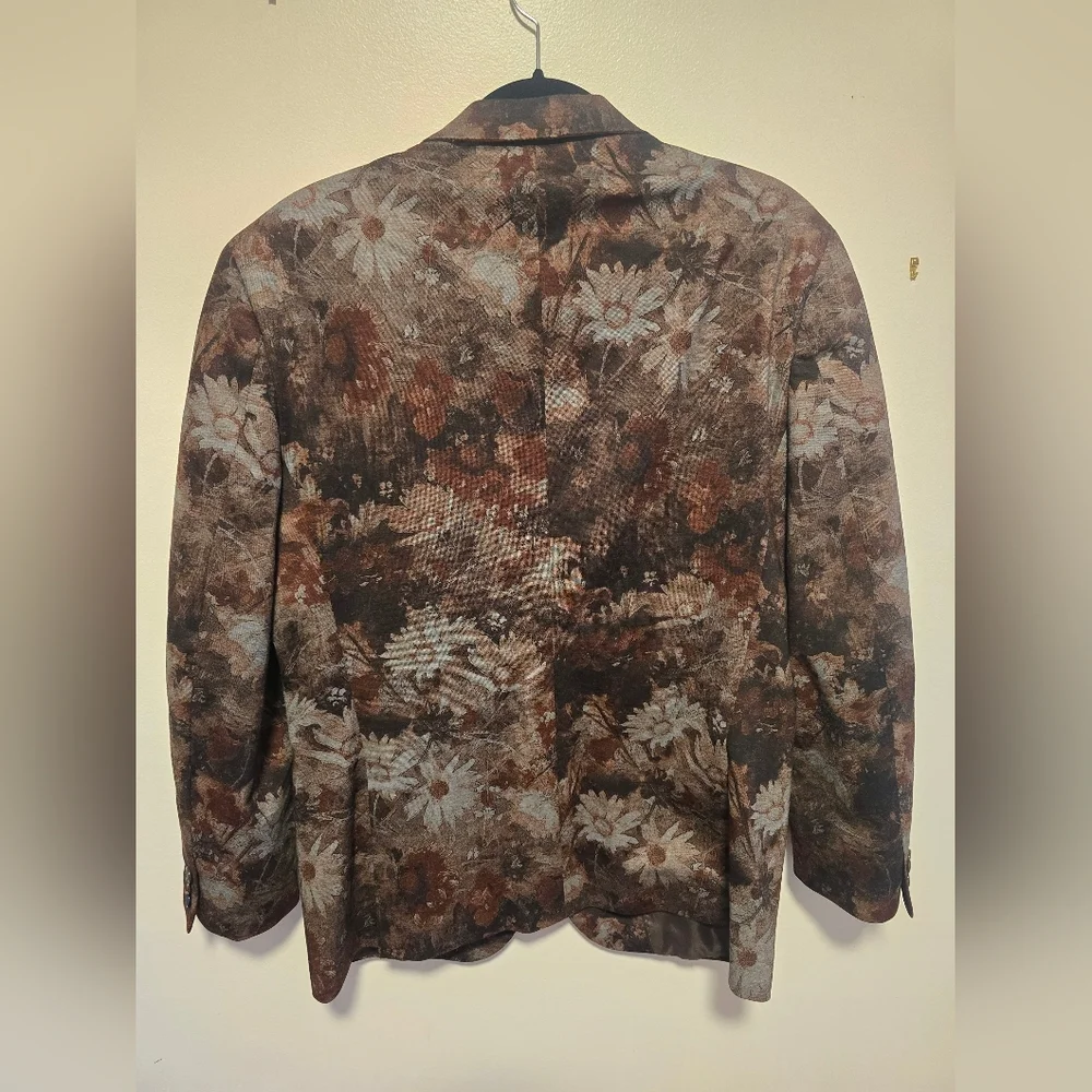 Lanzino Floral Patterned Brown Blazer